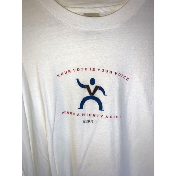 Vintage Men's Esprit Your Vote is Your Voice 90s Tee Shirt Size XL Cotton USA - Picture 2 of 7